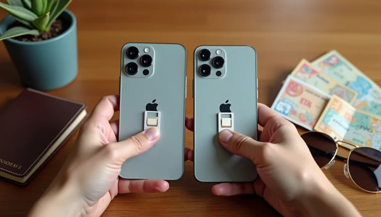 Hands holding 2 iPhones side by side